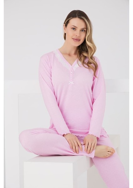 Viskon Puantiyeli V Yaka Pijama modelleri