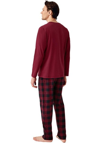 Erkek Bordo Uzun Kollu Pijama Takımı 3502-S modelleri