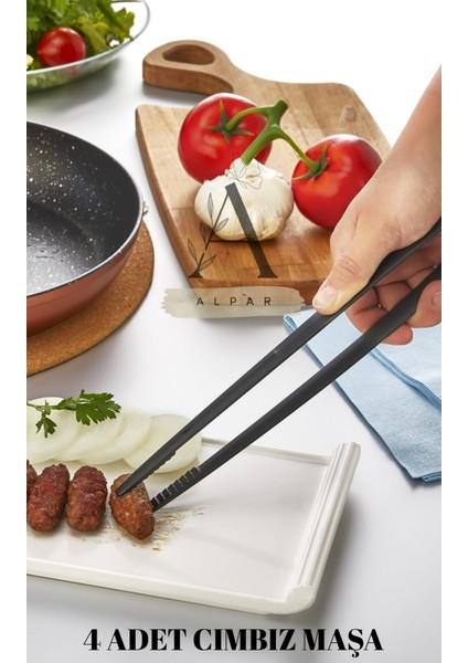 4 Adet Gnarp Tarz Cımbız Maşa Sert Pratik Yanmaz Yapışmaz Cımbız Maşa 220C'YE Dayanıklı Maşa