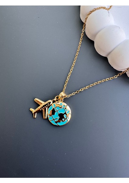 Dünyayı Geziyorum Kolyesi Çelik