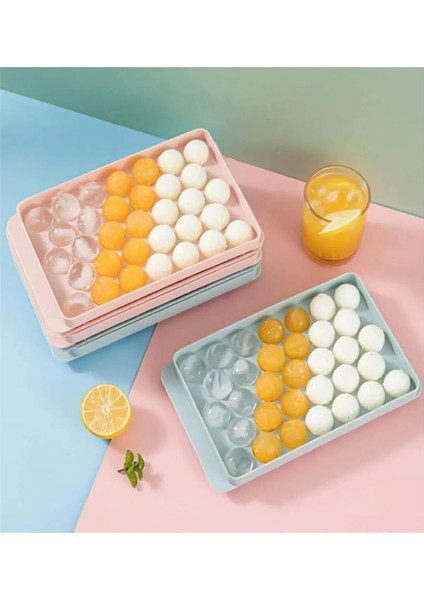 4 Adet Plastik Kapaklı 33'lü Küre Buz Kalıbı Yuvarlak İçecek Buz Kalıbı Sunum Buz Kalıbı 300 ml fırsatları