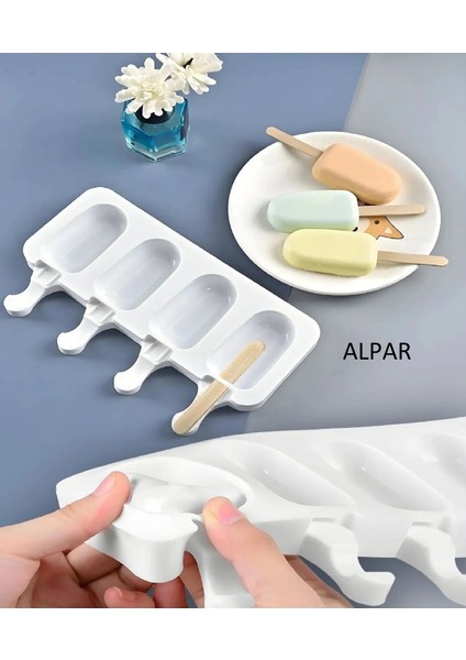 2 Adet Magnum Dondurma Kalıbı 4'lü Pratik Büyük Boy Silikon Dondurma Kalıbı