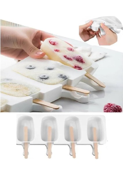 2 Adet Magnum Dondurma Kalıbı 4'lü Pratik Büyük Boy Silikon Dondurma Kalıbı indirimleri