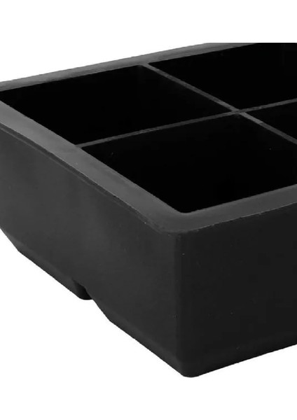 4 Adet XL Buz Kalıbı 6 Bölmeli Silikon Kare Buz Kalıbı Viski, Kokteyl, İçecek Buz Kalıbı Kapaksız