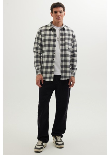 Erkek Slim Fit Dar Kesim Uzun Kollu Cepli Kareli Dama Desenli Kışlık Oduncu Gömlek fırsatları