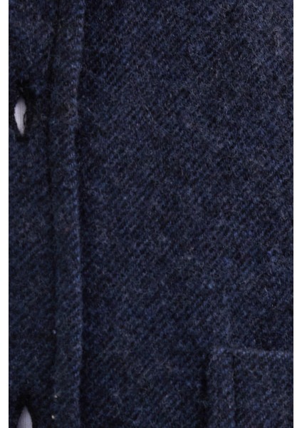 Erkek Regular Fit Klasik Kesim Düz Cepli Koyu Indigo Oduncu Gömlek