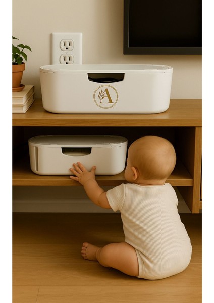 2 Adet Beyaz Kablo Düzenleyici Organizer Kablo Saklama Kutusu Kablo Gizleyici