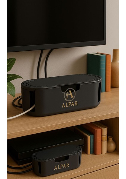 2 Adet Antrasit Kablo Düzenleyici Organizer Kablo Kutusu