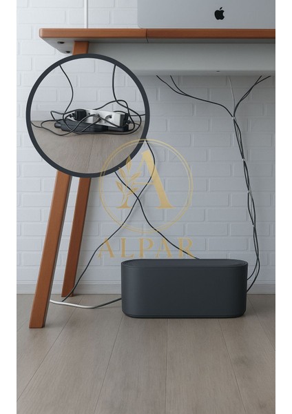 2 Adet Antrasit Kablo Düzenleyici Organizer Kablo Kutusu