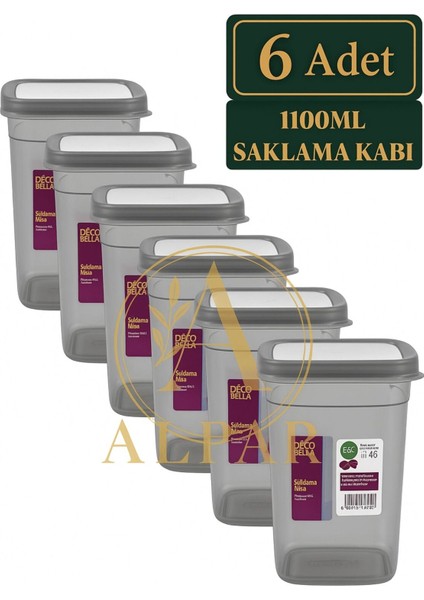 6'lı 1100 ml Saklama Kabı Tahıl Bakliyat Saklama Kabı Kuruyemiş Atıştırmalık Saklama Kabı