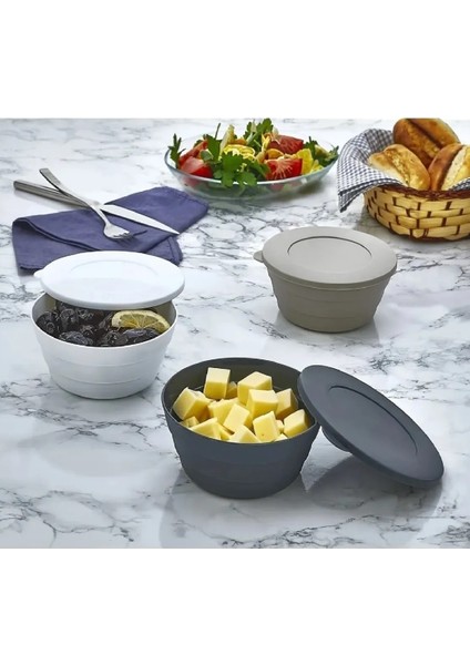 3'lü Kahvaltılık Saklama Kabı Çerez Kabı Yemek Kabı Erzak Kabı Sofra Düzeni Mutfak Ekipmanı 350 ml fiyatları