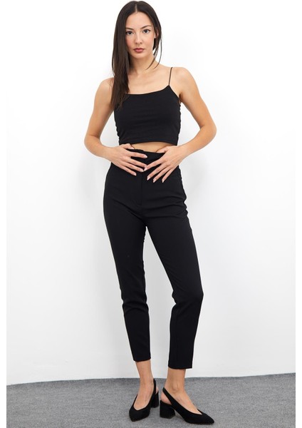 Yüksek Bel Dar Paça Pantolon M1674 Siyah modelleri