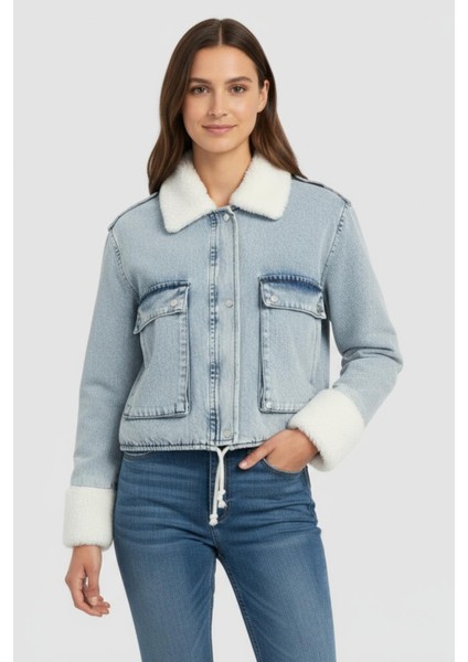 Kürklü Denim Mont M4712 Kar Yıkama