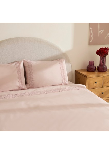 Nuvia Güpürlü Çift Kişilik Nevresim Takımı Pudra indirimleri