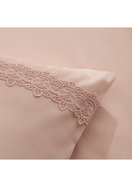 Nuvia Güpürlü Çift Kişilik Nevresim Takımı Pudra