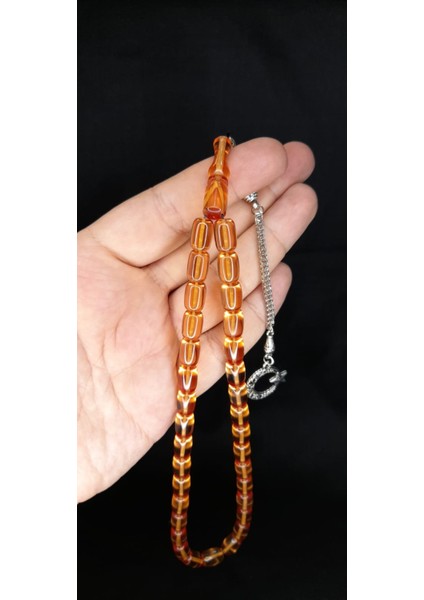 Ateş Kehribar Tesbih Bal Renkli Kapsül Kesim T-184 modelleri