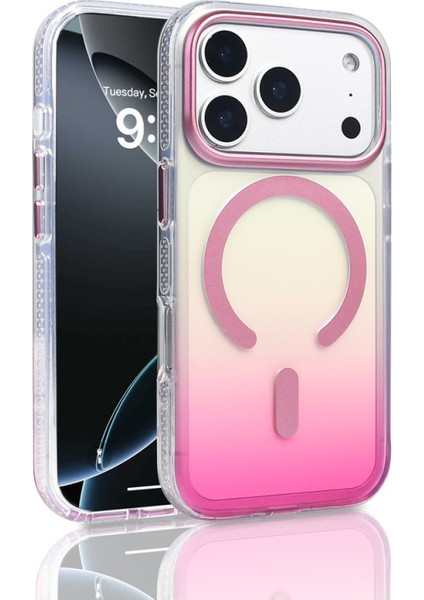 iPhone 17 Pro Renk Geçişli Şeffaf Sert Toros Premium Magsafeli Kapak