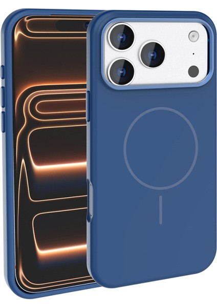 iPhone 17 Pro Kılıf Magsafe Özellikli Kamera Kısmı Metal Çerçeveli Şık Tayrona Premium Silicone Cover Kapak