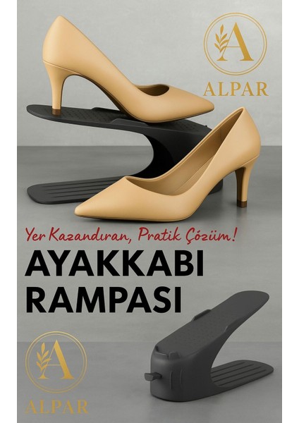 8 Adet Siyah Ayakkabı Rampası Yer Tasarrufu Kokusuz Modern Ayakkabı Organizeri Ayakkabı Standı