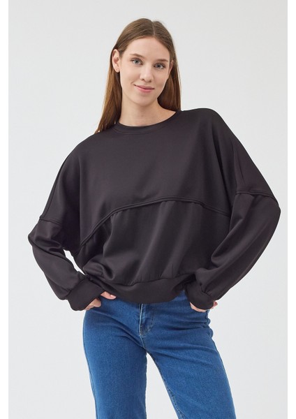 Kadın Oversize Bisiklet Yakalı Scuba Sweatshirt modelleri