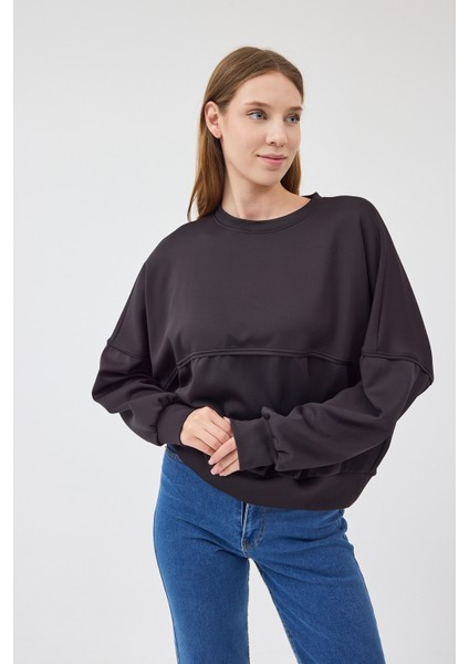 Kadın Oversize Bisiklet Yakalı Scuba Sweatshirt fırsatları