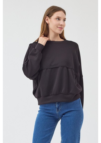 Kadın Oversize Bisiklet Yakalı Scuba Sweatshirt indirimleri