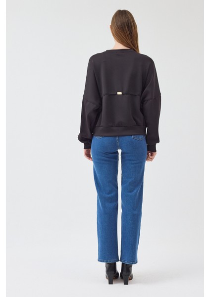 Kadın Oversize Bisiklet Yakalı Scuba Sweatshirt