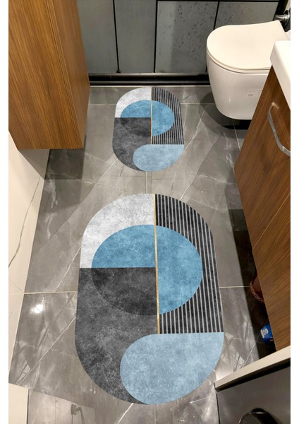 Su Emici Yumuşak Kaymaz Taban Sünger Dolgulu Yıkanabilir Dekoratif Banyo Paspası Takımı Judgeoval