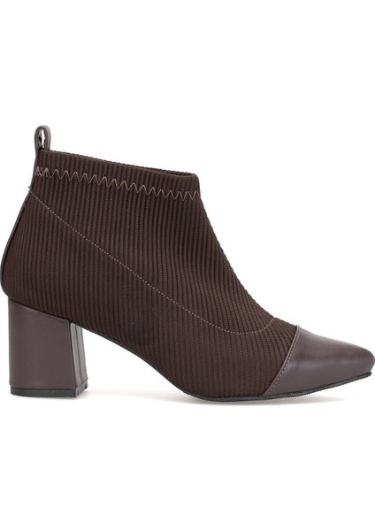 Elit PM09 K1780 Kadın Topuklu Bot Kahverengi