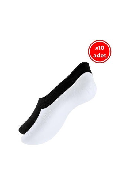 6'lı Unisex Babet Çorap, 43-46, %80 Pamuk, Siyah- Beyaz