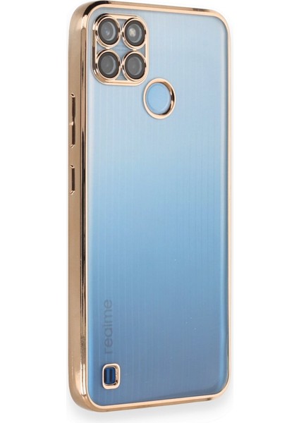 Realme C21Y Kılıf Kamera Lens Korumalı Razer Lens Silikon Kapak - Gold