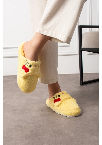 Kadın Ev Terliği Ayıcık Figürlü Peluş Ev Terliği Ses Yapmaz Taban Sıcak Şık Tasarım fiyatları