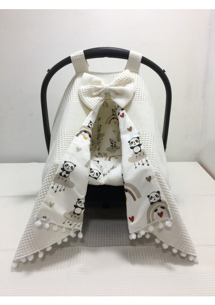 Panda Desenli Puset Örtüsü