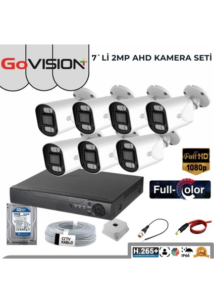 Go Vision 7'li 2 Mp Ahd Kamera Seti- 3.6mm Full Color Serisi