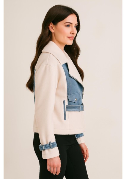 Ekru Denim Detaylı Kısa Mont M4793 Bej fırsatları