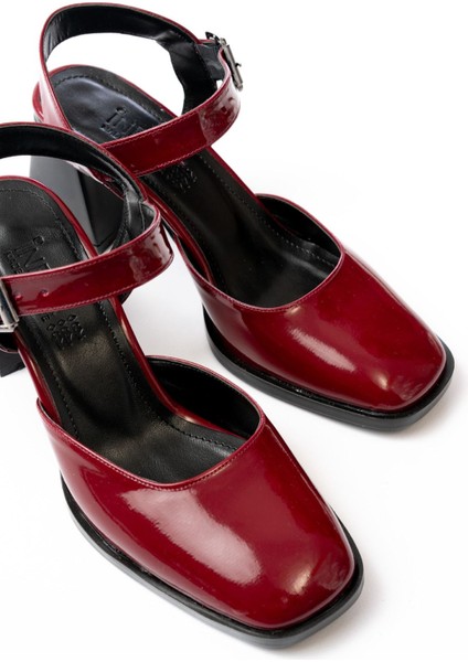 İNF-40450 Bordo Rugan Günlük Arkası Açık Topuklu Bayan Ayakkabı fırsatları