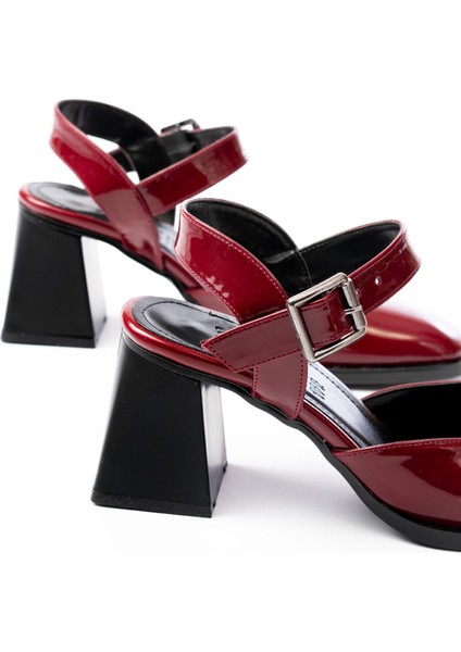 İNF-40450 Bordo Rugan Günlük Arkası Açık Topuklu Bayan Ayakkabı indirimleri