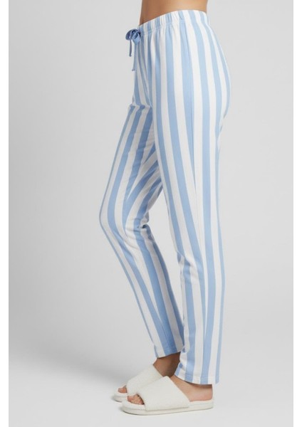 Kadın Çizgili Pijama Altı M4536K26 Mavi modelleri