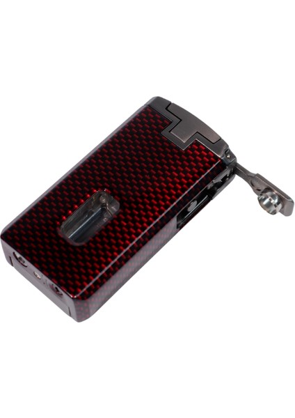 Çift Torch Pürmüz Kırmızı Karbon Desenli Puro Çakmağı modelleri
