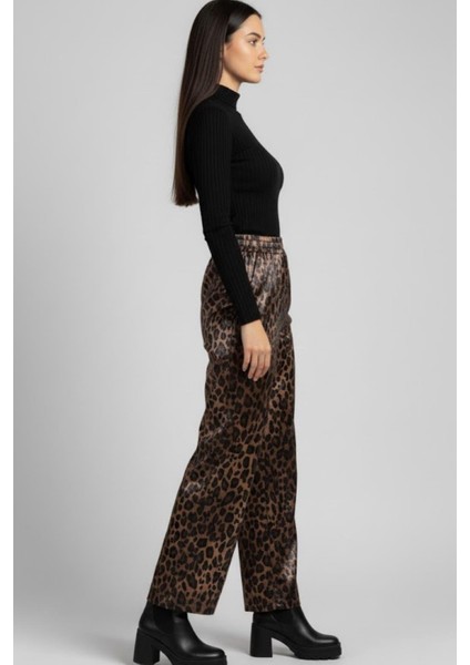 Kadın Leopar Desenli Saten Pantolon M1611 Leopar fırsatları