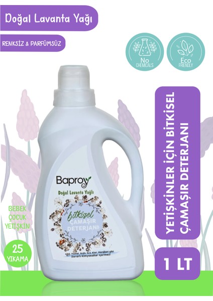 Bitkisel Çamaşır Deterjanı 1 Lt Doğal Lavanta Yağlı 25 Yıkama