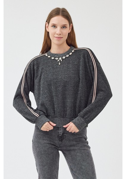 Kadın Oversize Bisiklet Yakalı Sweatshirt