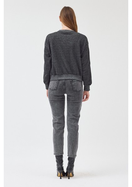 Kadın Oversize Bisiklet Yakalı Sweatshirt