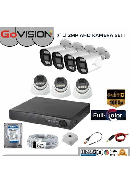 Go Vision 7'li Kamera Seti 2mp 3.6mm Full Color Serisi