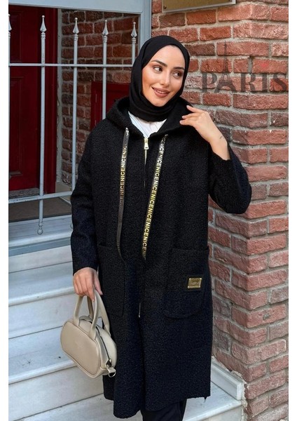 Fermuarlı Çift Cepli Buklet Kaban