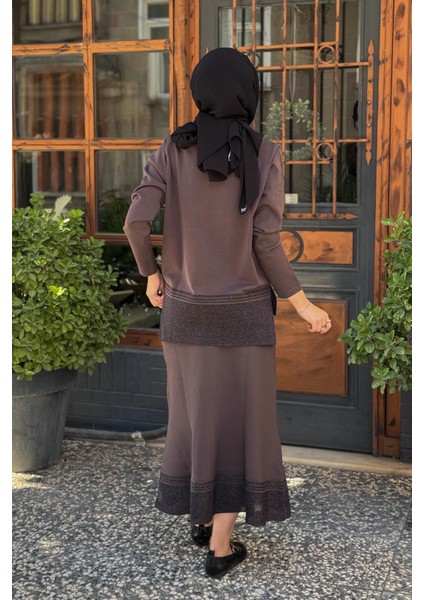 Nurcan Çetin Triko Etekli Takım NR159 Kahve fırsatları