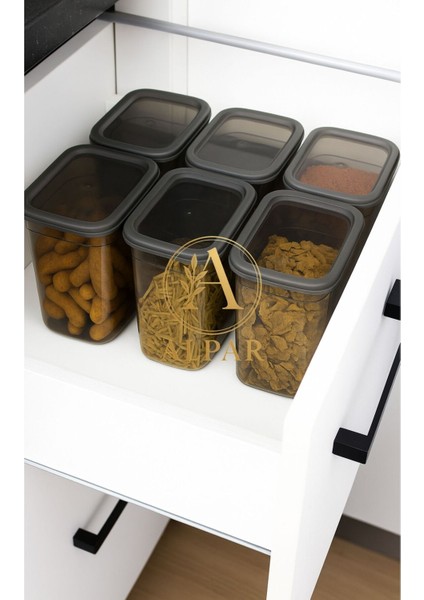 6'lı 1850 ml Saklama Kabı Tahıl Bakliyat Saklama Kabı Kuruyemiş Atıştırmalık Saklama Kabı