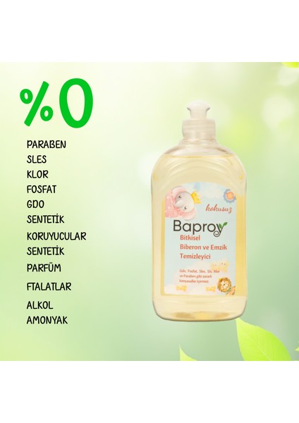 Bitkisel Biberon ve Emzik Temizleyici 500 ml Parfümsüz, Zararlı Kimyasallar İçermez fiyatları
