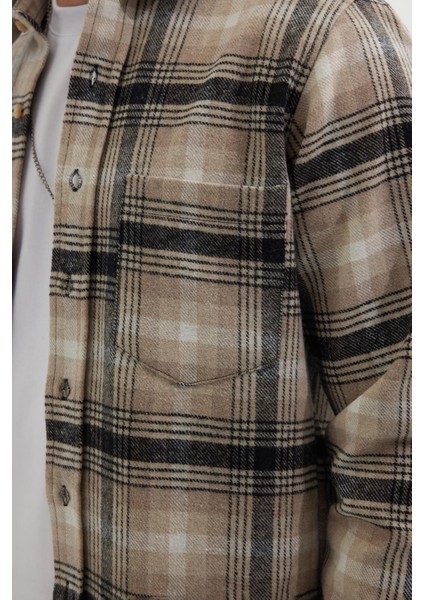 Erkek Regular Fit Klasik Kesim Büyük Kareli Tep Cepli Oduncu Gömlek modelleri