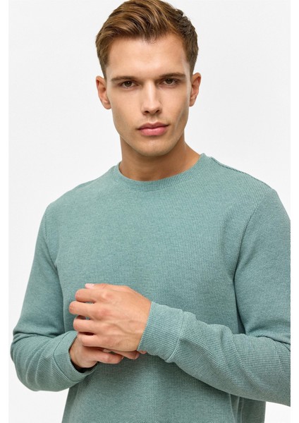 O Yaka Waffle Erkek Sweat SW2013700005 Haki fiyatları